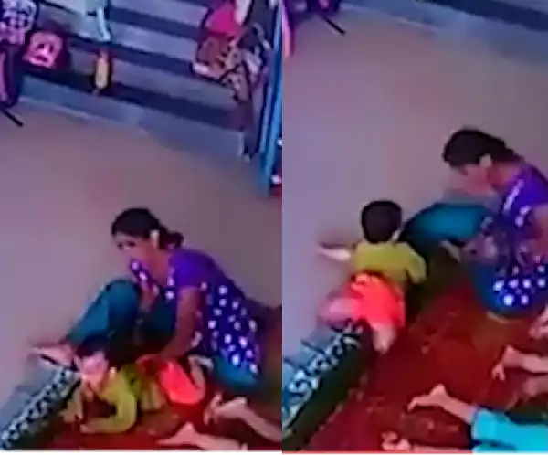 Daycare worker caught on CCTV abusing a 9 month old child so bad she fractured the child